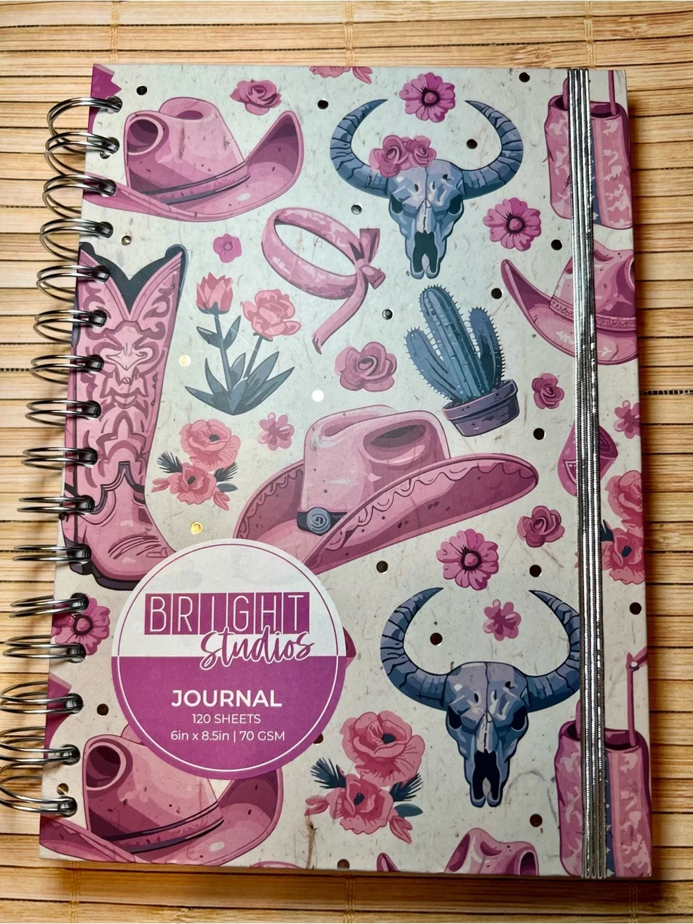 Floral Western Cowgirl Spiral Journal Flowers Cactus Boot Hat Cowboy